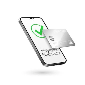 Vector 3d Realistic Smartphone, Credit Card, Wi-Fi Successful Payment. Concept Stock Illustration
