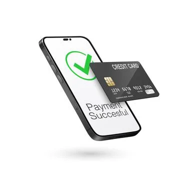 Vector 3d Realistic Smartphone, Credit Card, Wi-Fi Successful Payment. Concept Stock Illustration