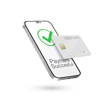 Vector 3d Realistic Smartphone, Credit Card, Wi-Fi Successful Payment. Concept Stock Illustration