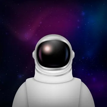 Vector 3d Realistic Spaceman, Astronaut. Spacesuit, Astronaut Helmet on Space Stock Illustration