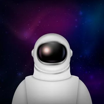 Vector 3d Realistic Spaceman, Astronaut. Spacesuit, Astronaut Helmet on Space Stock Illustration