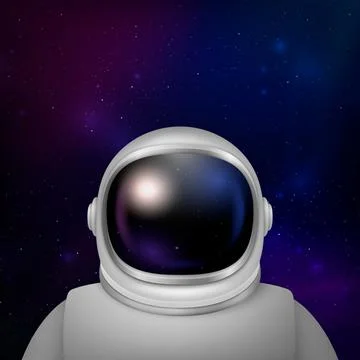 Vector 3d Realistic Spaceman, Astronaut. Spacesuit, Astronaut Helmet on Space Stock Illustration