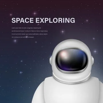 Vector 3d Realistic Spaceman, Astronaut. Spacesuit, Astronaut Helmet on Space Stock Illustration