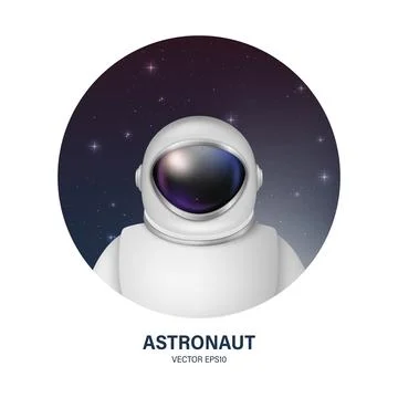 Vector 3d Realistic Spaceman, Astronaut. Spacesuit, Astronaut Helmet on Space Stock Illustration