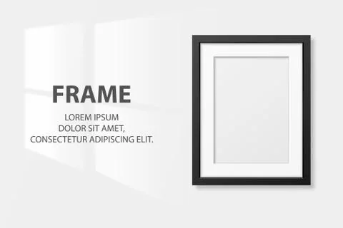 Vector 3d Realistic Square Black Wooden Simple Modern Frame Icon Closeup Stock Illustration