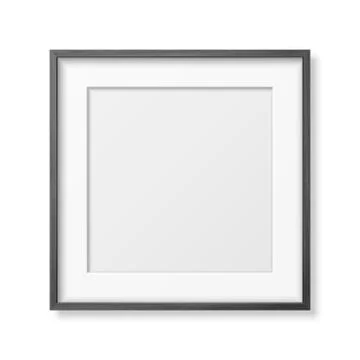 Vector 3d Realistic Square Black Wooden Simple Modern Frame Icon Closeup Stock Illustration