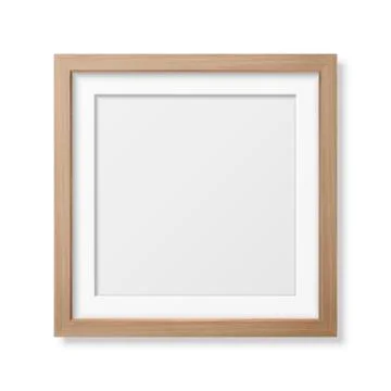 Vector 3d Realistic Square Brown Wooden Simple Modern Frame Icon Closeup Stock Illustration