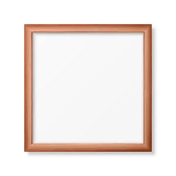 Vector 3d Realistic Square Brown Wooden Simple Modern Frame Icon Closeup Stock-Illustration