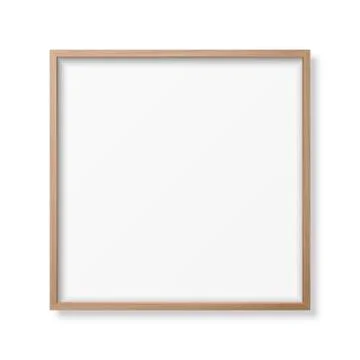 Vector 3d Realistic Square Brown Wooden Simple Modern Frame Icon Closeup Illustrazione stock