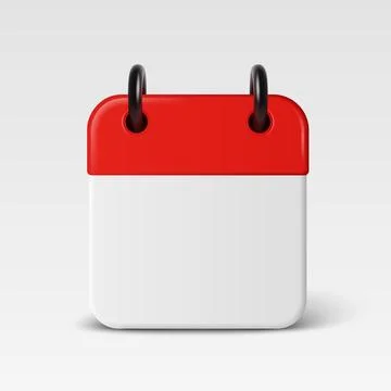 Vector 3d Realistic Square Red and White Calendar Icon. Calendar with Red Top イラスト素材