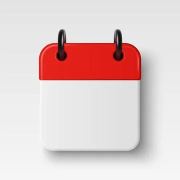 Vector 3d Realistic Square Red and White Calendar Icon. Calendar with Red Top イラスト素材