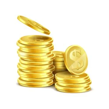 Vector 3d realistic stack of gold coins Stock Illustration