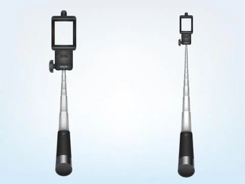 Vector 3d realistic telescopic monopod, selfiestick Stock Illustration