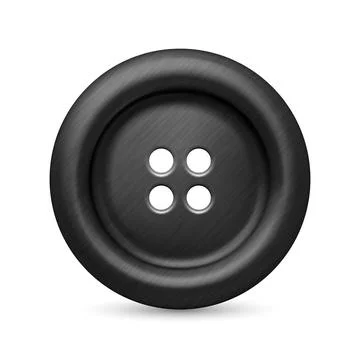 Vector 3d Realistic Textured Black Color Metal Button for Clothes Icon Closeup 스톡 일러스트