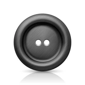 Vector 3d Realistic Textured Black Metal Button for Clothes Icon Closeup 스톡 일러스트