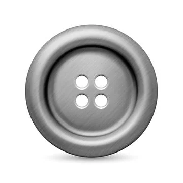 Vector 3d Realistic Textured Gray Silver Color Metal Button for Clothes Icon Stock Illustration