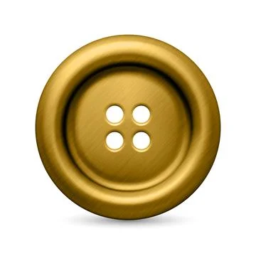 Vector 3d Realistic Textured Metal Button for Clothes Icon Closeup Isolated Stock Illustration
