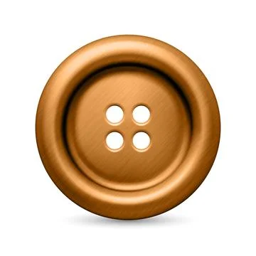 Vector 3d Realistic Textured Metal Button for Clothes Icon Closeup Isolated Stock Illustration