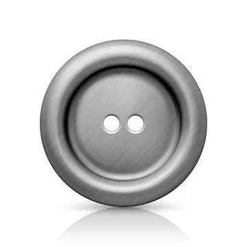 Vector 3d Realistic Textured Metal Button for Clothes Icon Closeup Isolated with Illustrazione stock