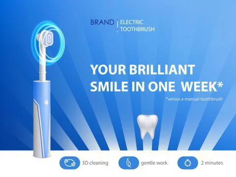 Vector 3d realistic toothbrush on ad poster Stock-Illustration