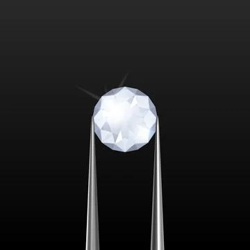 Vector 3d Realistic Transparent Gemstone, Diamond, Crystal, Rhinestone with Stock Illustration
