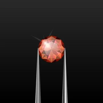 Vector 3d Realistic Transparent Gemstone, Diamond, Crystal, Rhinestone with Stock Illustration