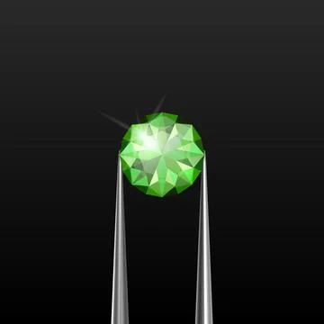 Vector 3d Realistic Transparent Green Gemstone, Diamond, Crystal, Rhinestone Stock Illustration
