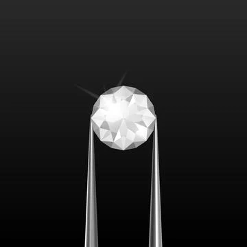 Vector 3d Realistic Transparent White Gemstone, Diamond, Crystal, Rhinestone Stock Illustration