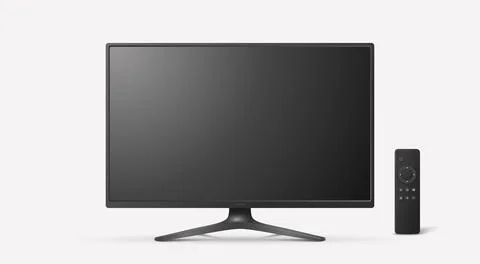 Vector 3d Realistic TV Screen, Isolated. Smart TV Screen with Remote Control Illustrazione stock