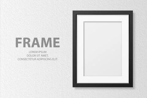 Vector 3d Realistic Vertical A4 Black Wooden Simple Modern Frame on White Stock Illustration