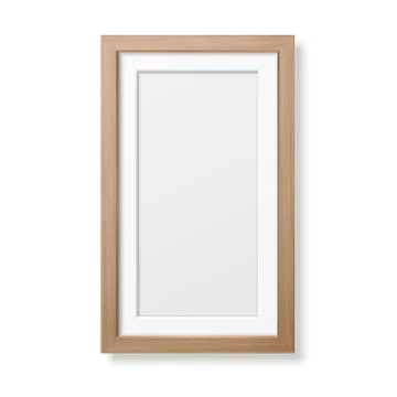 Vector 3d Realistic Vertical Brown Wooden Simple Modern Frame Icon Closeup Stock Illustration