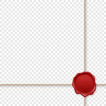 Vector 3d Realistic Vintage Letter Stamp, Wax Seal, Rope, Cross String. Sealing Stock Illustration