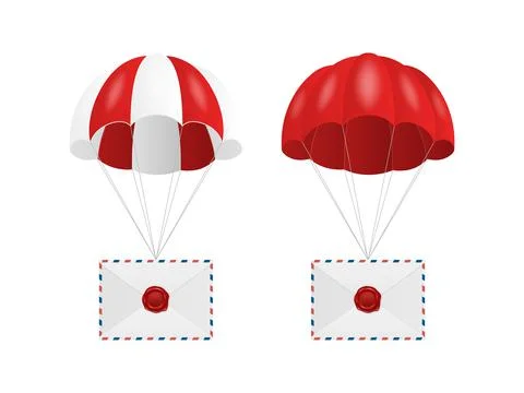 Vector 3d Realistic Vintage Letter Stamp, Wax Seal on White Envelope with Red 스톡 일러스트