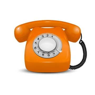Vector 3d Realistic Vintage Retro Old Orange Telephone Icon Closeup Isolated on Stock Illustration
