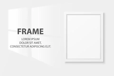 Vector 3d Realistic White A4 Vertical Wooden Simple Modern Frame Icon Closeup Stock Illustration
