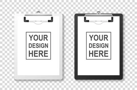 Vector 3d Realistic White and Black Clipboard with Folded Blank Paper and Metal イラスト素材