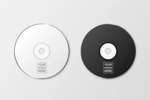 Vector 3d Realistic White and Black CD, DVD Closeup Isolated on White Background Stock Illustration