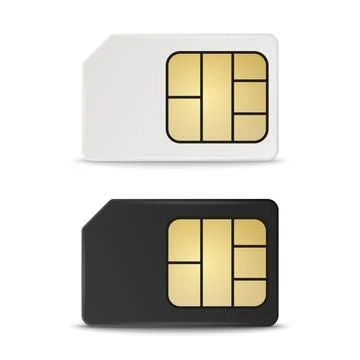 Vector 3d Realistic White and Black Plastic Sim Card Template Set Isolated Stock Illustration