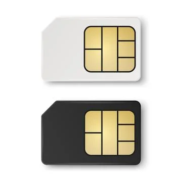 Vector 3d Realistic White and Black Plastic Sim Card Template Set Isolated Illustrazione stock