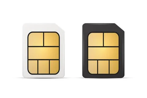 Vector 3d Realistic White and Black Plastic Micro Sim Card Template Set Isolated Stock Illustration