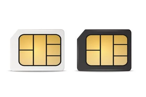 Vector 3d Realistic White and Black Plastic Micro Sim Card Template Set Isolated Stock Illustration