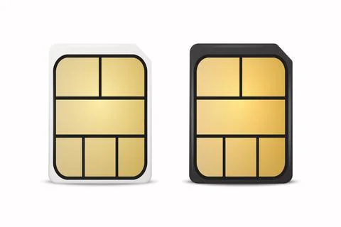 Vector 3d Realistic White and Black Plastic Nano Sim Card Template Set Isolated Illustrazione stock