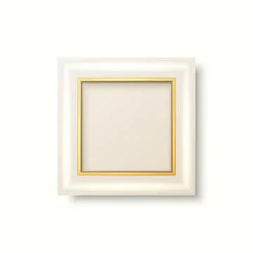 Vector 3d Realistic White and Golden Decorative Vintage Frame, Border Icon Illustrazione stock
