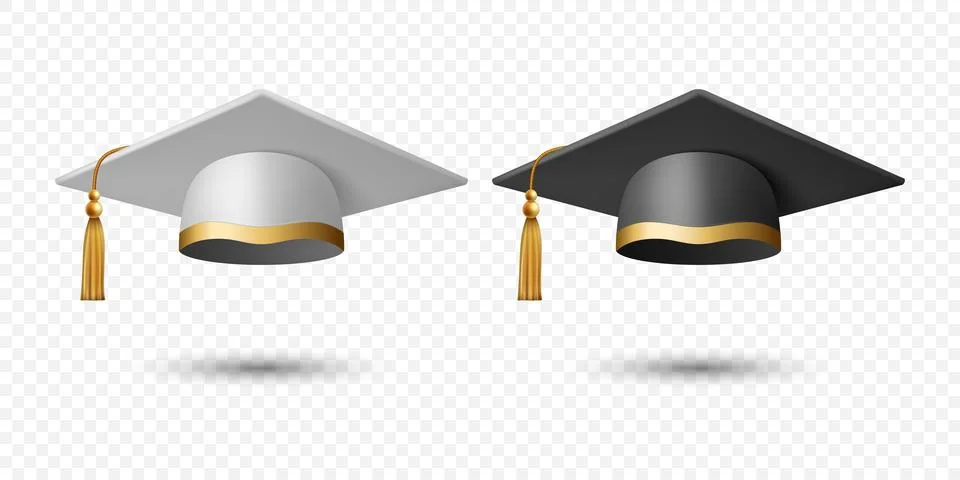 Vector 3d Realistic White and Black Graduate College, High School, University Illustrazione stock