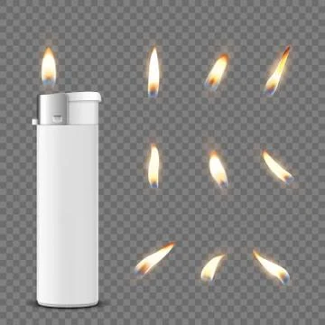 Vector 3d Realistic White Blank Cigarette Lighter Icon Closeup Isolated on Stock Illustration