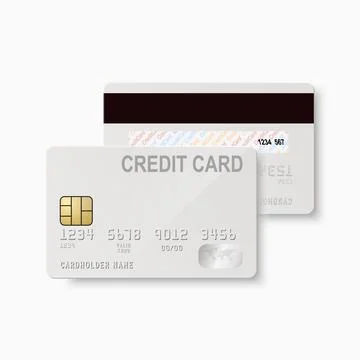 Vector 3d Realistic White Blank Credit Card Isolated. Design Template of Plastic 库存插图