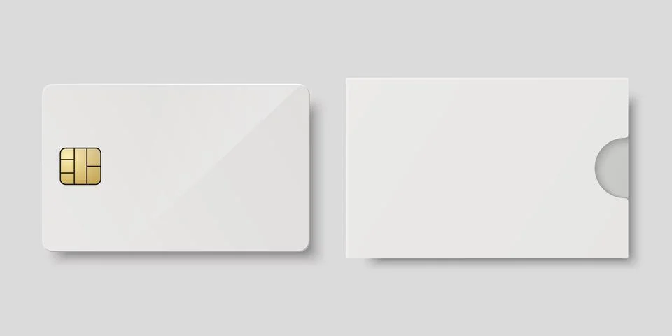 Vector 3d Realistic White Blank Credit Card, Paper Wallet, Envelope, Packing Stock Illustration