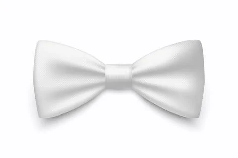 Vector 3d Realistic White Bow Tie Icon Closeup Isolated on White Background Stock-Illustration