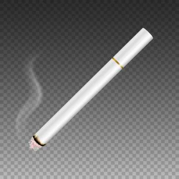 Vector 3d Realistic White Clear Blank Whole Lit Cigarette with Smoke Icon Ilustración de archivo