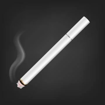 Vector 3d Realistic White Clear Blank Whole Lit Cigarette with Smoke Icon Ilustración de archivo